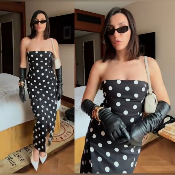 Zara strapless polka dot midi dress NWOT - Picture 7 of 7